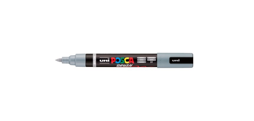 Marqueur posca pc5br peinture base eau inodore tout support pointe moyenne brush coloris  gris