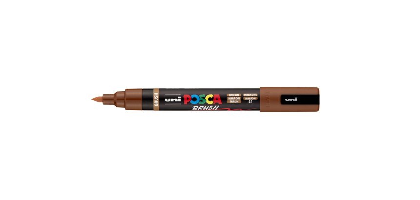 Marqueur posca pc5br peinture base eau inodore tout support pointe moyenne brush coloris  marron