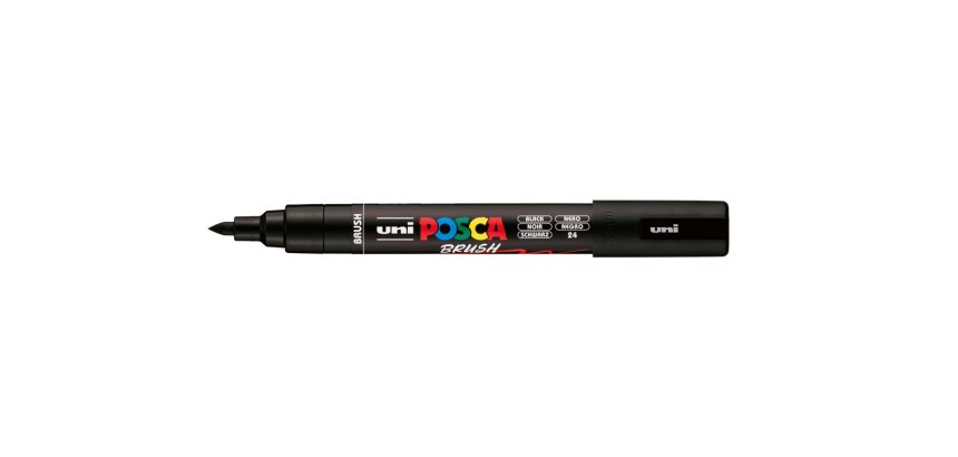 Marqueur posca pc5br peinture base eau inodore tout support pointe moyenne brush coloris  noir