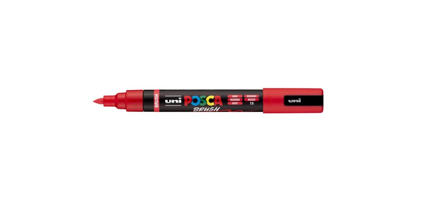 Marqueur posca pc5br peinture base eau inodore tout support pointe moyenne brush coloris  rouge