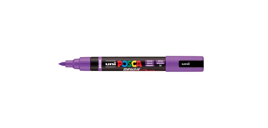 Marqueur posca pc5br peinture base eau inodore tout support pointe moyenne brush coloris  violet