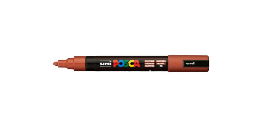 Marqueur posca pc5m peinture base eau inodore tout support pointe moyenne trait          1,8-2,5mm coloris chataigne