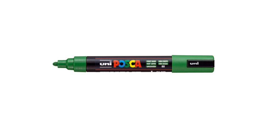 Marqueur posca pc5m peinture base eau inodore tout support pointe moyenne trait          1,8-2,5mm coloris vert sapin