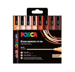 Marqueur posca pc5m peinture base eau inodore tout support pointe moyenne trait          1,8-2,5mm pack de 8