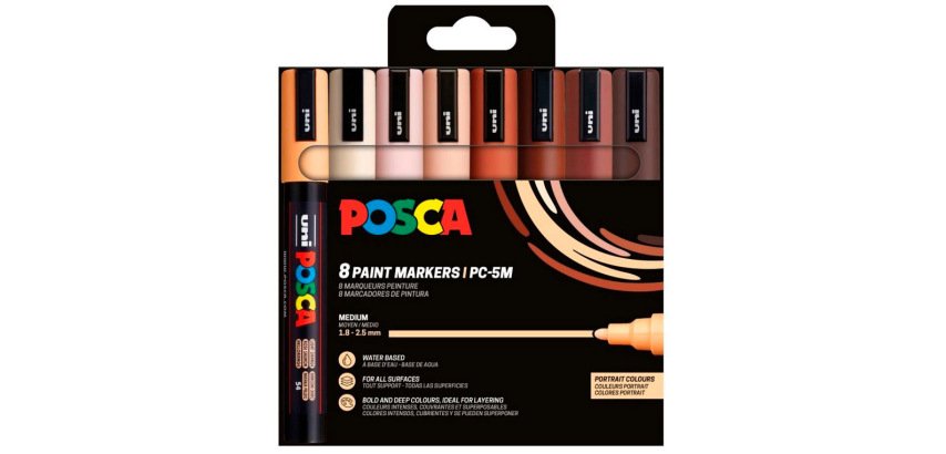 Marqueur posca pc5m peinture base eau inodore tout support pointe moyenne trait          1,8-2,5mm pack de 8