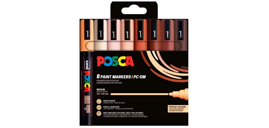 Marqueur posca pc5m peinture base eau inodore tout support pointe moyenne trait          1,8-2,5mm pack de 8