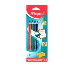 Crayon ardoise maped marker'peps bois effacable a  sec coloris assortis etui 4   unites + taille-crayon