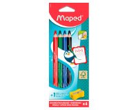 Crayon ardoise maped marker'peps bois effacable a  sec coloris assortis etui 4   unites + taille-crayon