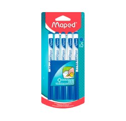 Feutre ardoise maped marker'peps effacable a sec   pointe conique coloris bleu   blister 5 unites + 1