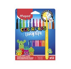 Feutre coloriage maped color'peps long life pointe   moyenne encre ultra lavable   coloris assortis pochette 12