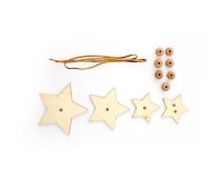 Kit graine creative 10 sachets de 4 suspensions      etoiles + 7 perles bois + 1   fil or