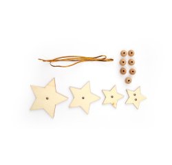 Kit graine creative 10 sachets de 4 suspensions      etoiles + 7 perles bois + 1   fil or