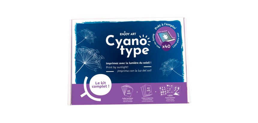 Atelier cyanotype enjoy art pret   l'emploi maxi pack 40  feuilles a5 + 10 plaques a5 + 210 motifs imprimes