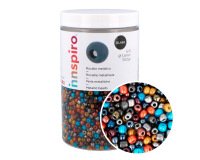 Perle de rocaille innspiro verre 3,8mm coloris           metalliques assortis bocal    500gr