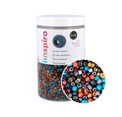 Perle de rocaille innspiro verre 3,8mm coloris           metalliques assortis bocal    500gr