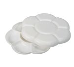 Palette o'color marguerite blanche simple plastique      forme fleur diam. 14cm 7      godets coloris blanc lot 2