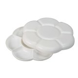 Palette o'color marguerite blanche simple plastique      forme fleur diam. 14cm 7      godets coloris blanc lot 2