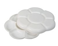 Palette o'color marguerite blanche simple plastique      forme fleur diam. 14cm 7      godets coloris blanc lot 2