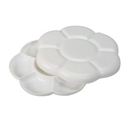 Palette o'color marguerite blanche simple plastique      forme fleur diam. 14cm 7      godets coloris blanc lot 2