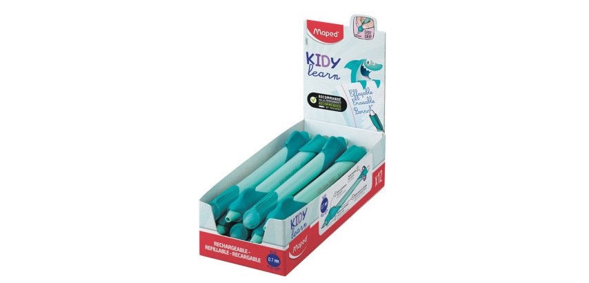 Stylo apprentissage maped kidy learn magic effaãable    retractable encre bleue 0,7mm modele requin coloris bleu