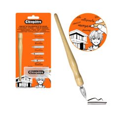 Set calligraphie et dessin cleopatre 1 porte-plume + 5   plumes + 1 boite rangement