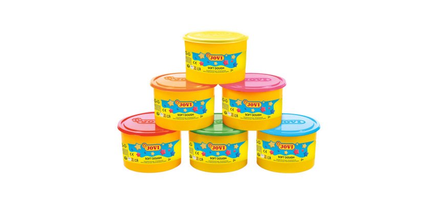 Pate a modeler jovi blandiver coloris neon assortis boite 6 pots 460g