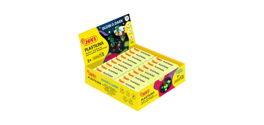 Pate a modeler jovi plastilina couleur glow in    the dark barre 50g boite 18   unites