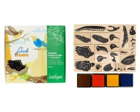 Tampon sodertex oiseaux a creer + 4 encreurs 17x13cm    coloris assortis pack 22 pcs