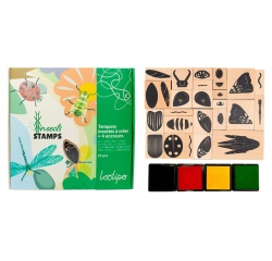 Tampon sodertex insectes a creer + 4 encreurs 17x13cm    coloris assortis pack 26 pcs