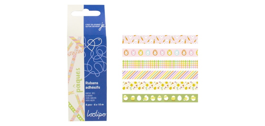 Ruban adhesif sodertex theme paques 15mmx10m 6 modeles     assortis