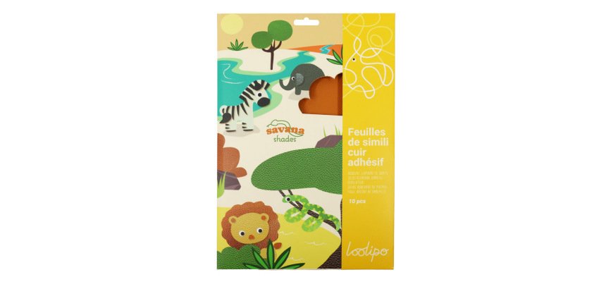 Feuille sodertex simili cuir adhesif 1mm savanna shades    20x30cm coloris assortis      paquet 10 feuilles