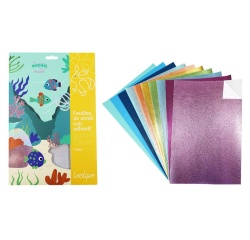 Feuille sodertex simili cuir adhesif 1mm ocean shades      20x30cm coloris assortis      paquet 10 feuilles