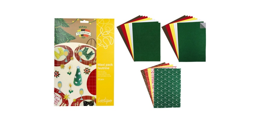 Feutrine adhesive sodertex maxi christmas felt 1mm       20x30cm coloris assortis pack 25 coupons