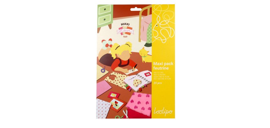Feutrine adhesive sodertex maxi love felt 1mm 20x30cm    coloris assortis pack 25      coupons