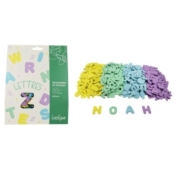 Gommette mousse sodertex lettres diam. 3cm coloris     assortis paquet 500 unites