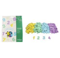 Gommette mousse sodertex chiffres diam. 3cm coloris    assortis paquet 500 unites