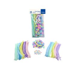 Chenille sodertex yeux mobiles & pompons paques      coloris assortis maxi pack    300 unites