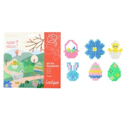 Aquaperle sodertex aqua'paques diam. 5mm coloris assortis pack 1500 unites + 1 plaque + 1 spray + 10 modeles