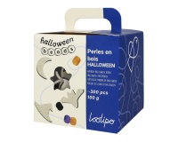 Perle sodertex halloween bois ronde diam. 8mm coloris       assortis boite 300 unites