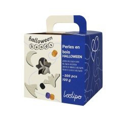 Perle sodertex halloween bois ronde diam. 8mm coloris       assortis boite 300 unites