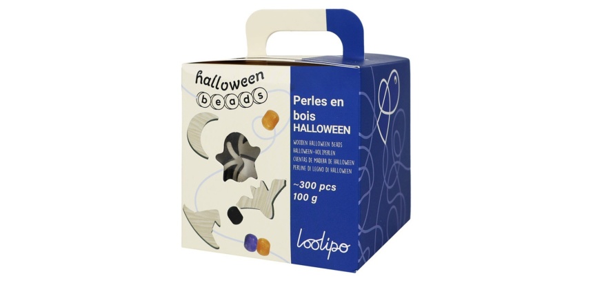 Perle sodertex halloween bois ronde diam. 8mm coloris       assortis boite 300 unites