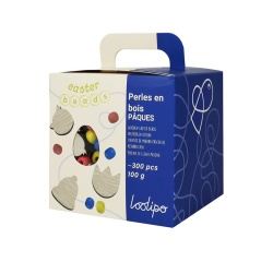 Perle sodertex paques bois ronde diam. 8mm coloris       assortis boite 300 unites