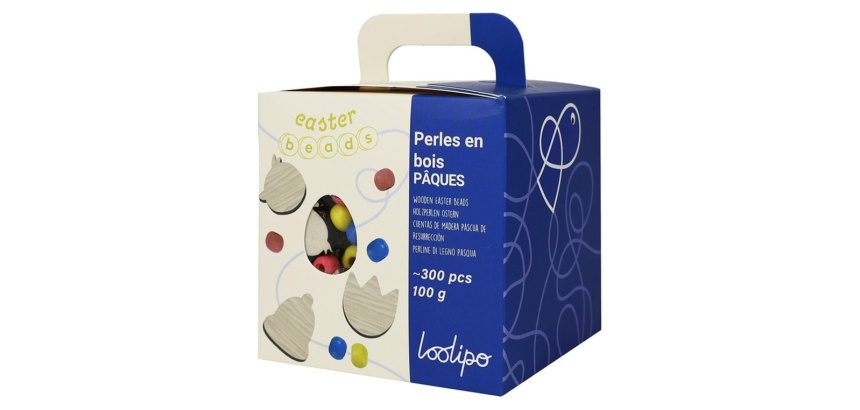 Perle sodertex paques bois ronde diam. 8mm coloris       assortis boite 300 unites