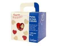 Perle sodertex coeur bois 1x1cm coloris assortis boite  400 unites