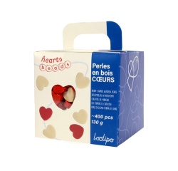 Perle sodertex coeur bois 1x1cm coloris assortis boite  400 unites