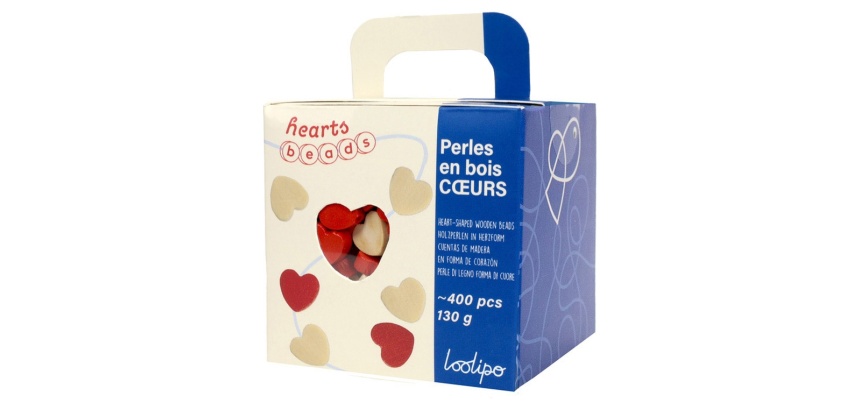 Perle sodertex coeur bois 1x1cm coloris assortis boite  400 unites