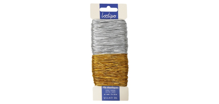 Fil elastique sodertex diam. 1mm 10m coloris or & argent