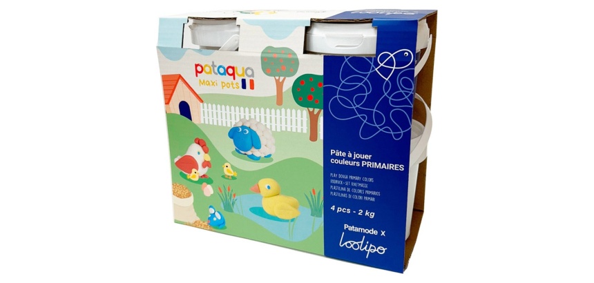 Pate a jouer sodertex pataqua couleurs primaires 500g pack  4 pots