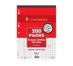 Feuilles simples conquerant 7 deficients visuels perforees  210x297mm flowpack 200p 90g   seyes 2,5mm