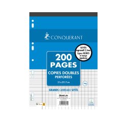 Copies doubles conquerant 7 deficients visuels perforees  210x297mm flowpack 200p 90g   seyes 2,5mm